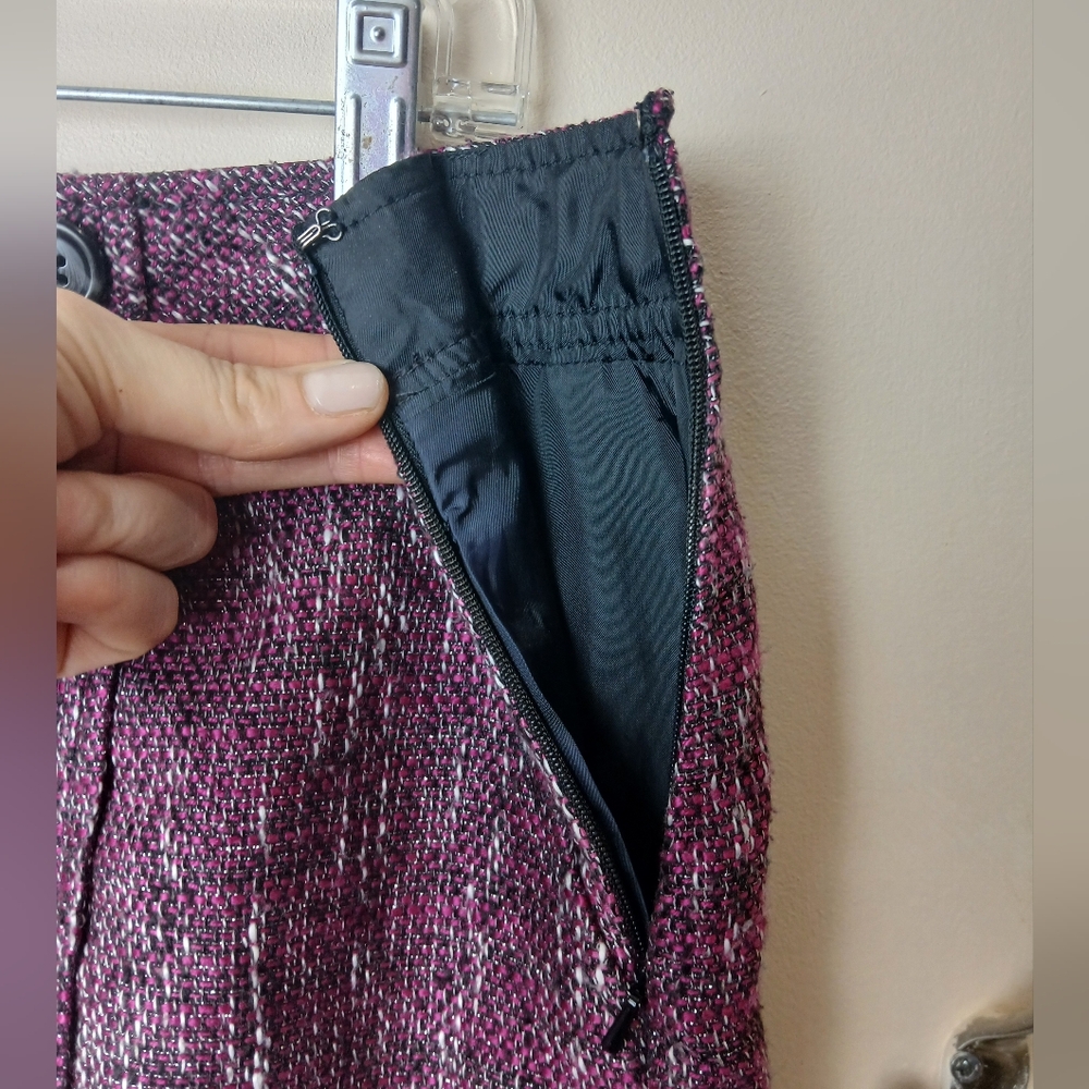 LOFT Tweed purple black Skirt Size 8 lined VGC - Picture 4 of 9